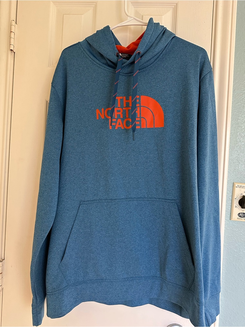 The North Face Men's Blue and Orange Hoodie size XXL